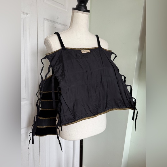 Late 1980s Gianni Versace Black and Gold Baroque Velvet Silk Corset Top Sz Large - Picture 8 of 15